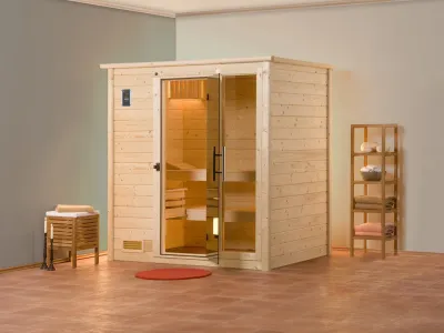 Sauna Massivholzsauna Bergen 1 GTF graphit Ganzglastür und Fensterelement Produktbild #1