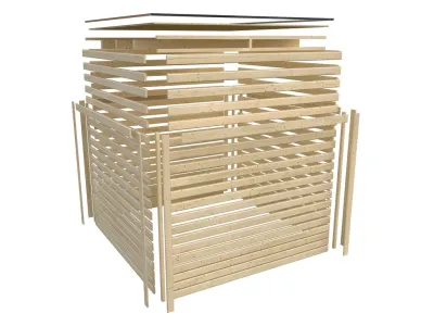 Saunahaus Cuben 38 mm terragrau inkl. 9 kW Bio-Kombiofen ext. Steuerung Produktbild #2