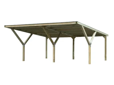 Y-Flachdach Doppelcarport, PVC Dach Produktbild #2