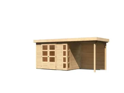Gartenhaus SET Kerko 4 19 mm naturbelassen, inkl. 2,4 m Anbaudach + Rückwand Produktbild #2