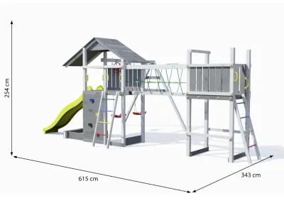Spielturm Smart 2 Bridge grau-weiß inkl. Rutsche gelb Produktbild #7