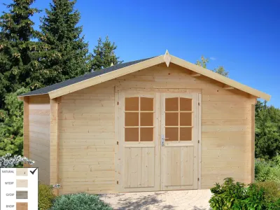 Gartenhaus Blockbohlenhaus Lotta 13,9 m² 34 mm naturbelassen Produktbild #1