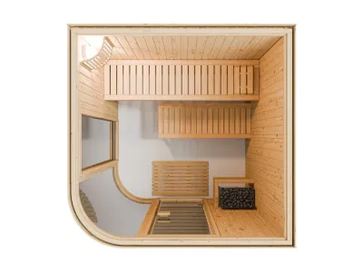 Elementsauna Sarah 1 mit Ganzglastür und Bogenfenster Produktbild #6