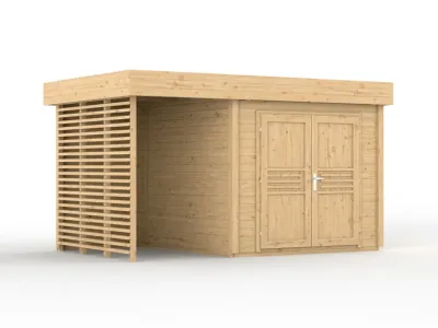 Gartenhaus Livo 2 28 mm naturbelassen mit 164 cm Anbau Produktbild #4
