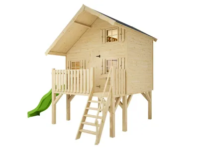 Stelzenhaus Tom XL 15 mm naturbelassen inkl. Veranda, Stelzen und Rutsche grün Produktbild #4