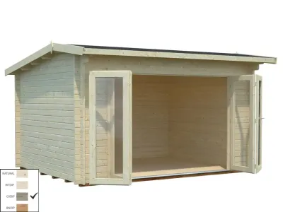 Gartenhaus Blockbohlenhaus Ines 11,1 m² 44 mm grau tauchimprägniert Produktbild #5