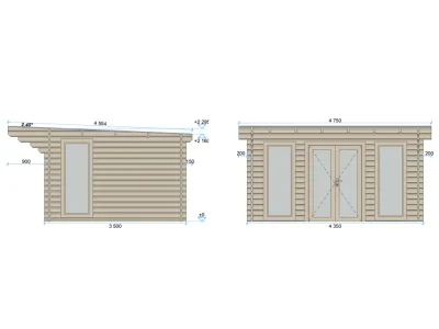 Gartenhaus Blockbohlenhaus Rosie 44 mm naturbelassen Produktbild #4