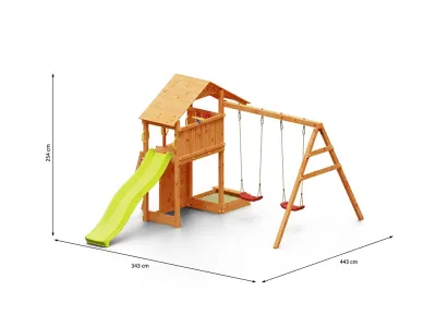 Spielturm Smart 2 teakfarben inkl. Rutsche gelb Produktbild #5