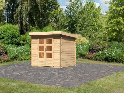 Gartenhaus Blockbohlenhaus Bastrup 3 28 mm naturbelassen Produktbild #11