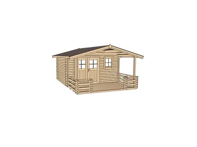 Gartenhaus Blockbohlenhaus 111 B Gr. 2 28 mm naturbelassen Produktbild #3