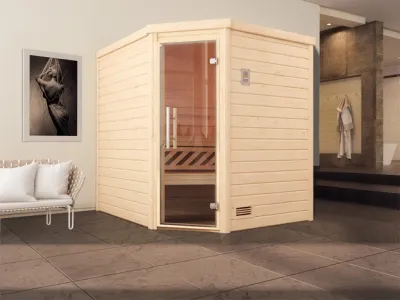 Sauna Massivholzsauna Turku 2 GT graphit Ganzglastür Produktbild #1