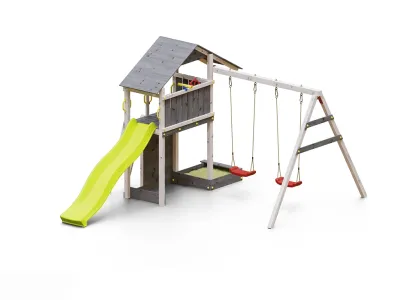 Spielturm Smart 2 grau-weiß inkl. Rutsche gelb Produktbild #4