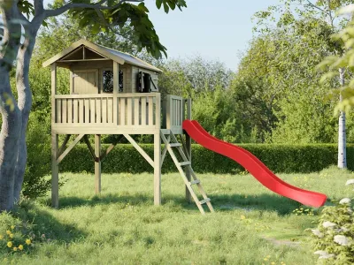 Stelzenhaus Funny XXL KDI inkl. Rutsche rot Produktbild #1