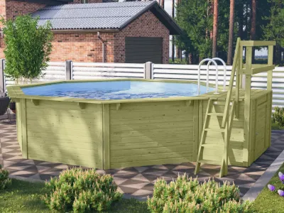 Holzpool Modell 2X Set naturbelassen Produktbild #1
