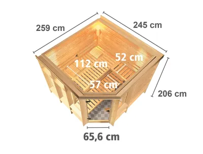 Sauna Massivholzsauna Marona 40 mm mit bronzierter Glastür Produktbild #5