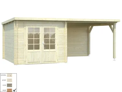 Gartenhaus Blockbohlenhaus Ella 6,9+8,2 m² 28 mm braun tauchimprägniert Produktbild #3