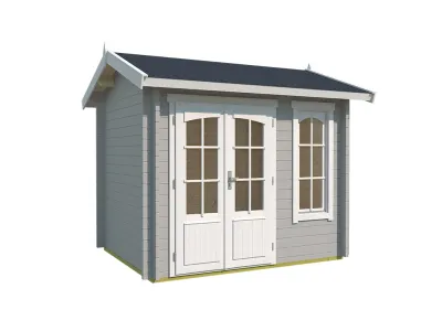 Gartenhaus Blockbohlenhaus Alex Mini 44 mm lichtgrau Produktbild #2