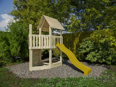 Spielturm Ship Tower KDI inkl. Rutsche gelb Produktbild #1