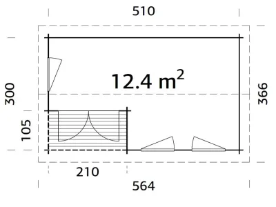 Gartenhaus Blockbohlenhaus Susanna 12,4 m² 44 mm grau tauchimprägniert Produktbild #4