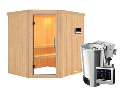 Sauna Systemsauna Lilja Klarglas Ganzglastür + Plug & Play Bio-Ofen mit ext. Strg Produktbild #2