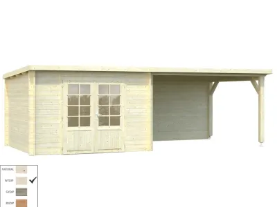 Gartenhaus Blockbohlenhaus Ella 8,7+10,0 m² 28 mm transparent tauchimprägniert Produktbild #3