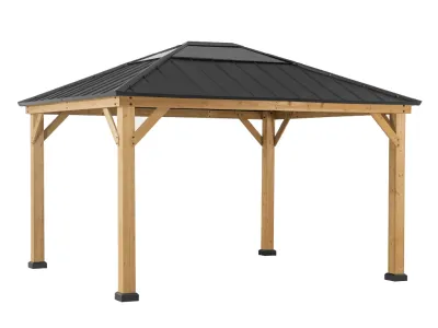 Zedernholz-Gazebo BRURI – 335 cm x 393 cm Produktbild #4