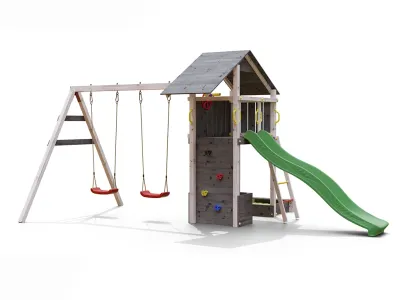 Spielturm Smart 4 grau-weiß inkl. Rutsche grün Produktbild #6