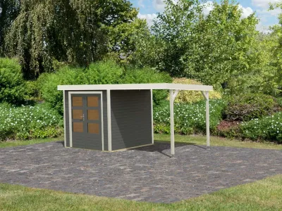 Hybrid-Gartenhaus Jupiter B Set terragrau/weiß Produktbild #6