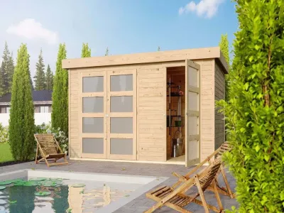 Gartenhaus Zweiraumhaus Mühlentrup 19 mm naturbelassen Produktbild #1
