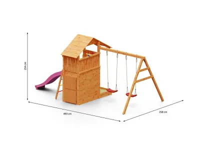 Spielturm Smart 7 teakfarben inkl. Rutsche pink Produktbild #5