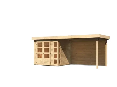 Gartenhaus SET Kerko 3 19 mm naturbelassen, inkl. 2,8 m Anbaudach + Rückwand Produktbild #6
