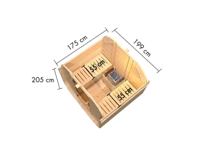 Fasssauna 38 mm Quadro 1 Premium