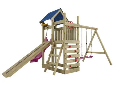 Spielturm Hefty KDI inkl. Doppelschaukel inkl. Rutsche pink + Sitze pink Produktbild #4