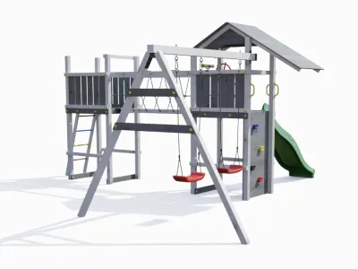 Spielturm Smart 5 Bridge grau/weiß inkl. Rutsche grün Produktbild #5
