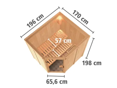 Systemsauna Siirin Holztür mit Isolierglas Produktbild #8