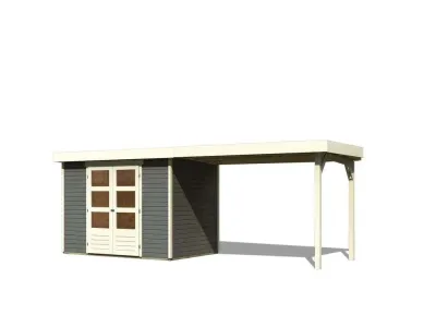 Gartenhaus SET Askola 4 19 mm terragrau, inkl. 2,8 m Anbaudach Produktbild #4