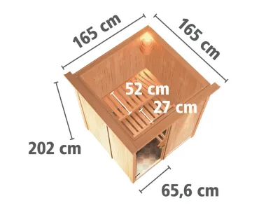 Sauna Systemsauna Minja mit Dachkranz, Klarglas Ganzglastür + Plug & Play Saunaofen mit ext. Strg Produktbild #7