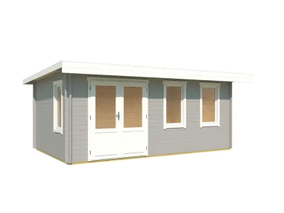 Gartenhaus Blockbohlenhaus Baruda 53 40 mm lichtgrau Produktbild #2