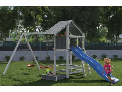 Spielturm Smart 1 grau/weiß inkl. Rutsche blau Produktbild #3
