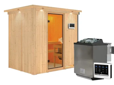 Sauna Systemsauna Bodin mit Dachkranz, inkl. 9 kW Bio-Ofen mit externer Steuerung Produktbild #19