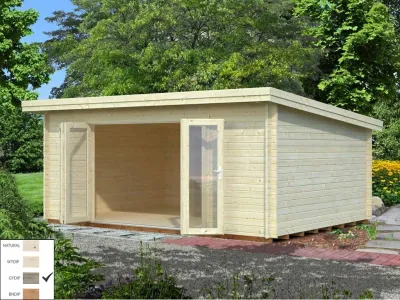 Gartenhaus Blockbohlenhaus Lea 19,4 m² 44 mm grau tauchimprägniert Produktbild #2