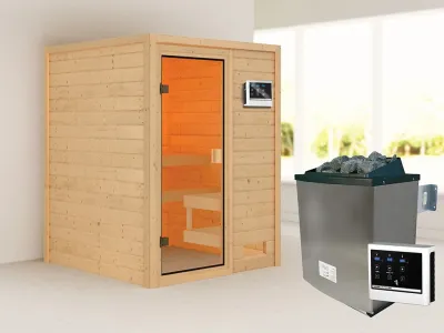 Sauna Massivholzsauna Sandra, inkl. 9 kW Ofen mit externer Steuerung Produktbild #1