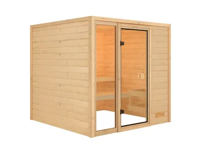 Sauna Massivholzsauna Jutta, mit bronzierter Ganzglastür Produktbild #4