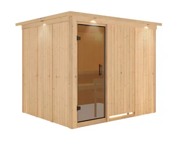 Systemsauna Gobin mit Dachkranz, graphit Ganzglastür Produktbild #9