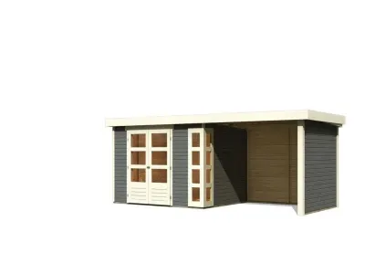 Gartenhaus SET Kerko 5 19 mm terragrau, inkl. 2,8 m Anbaudach + Seiten- und Rückwand Produktbild #10