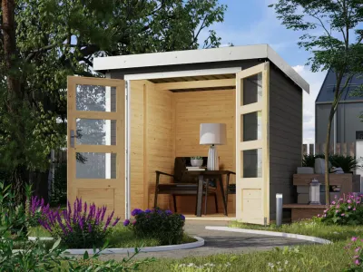Hybrid-Gartenhaus Jupiter B terragrau/weiß Produktbild #1