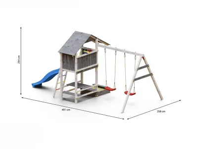 Spielturm Smart 1 grau/weiß inkl. Rutsche blau Produktbild #7