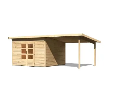 Gartenhaus SET Northeim 5 – mit naturbelassenem Holz, inkl. 3,3 m Anbaudach Produktbild #2