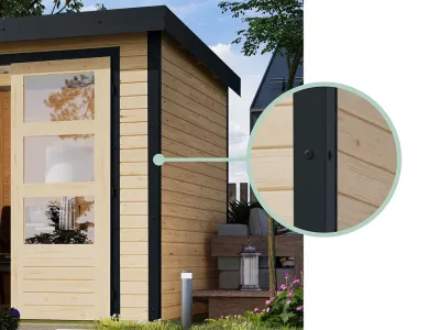 Gartenhaus Hybridhaus Jupiter A inkl. Anbau 19 mm natur/anthrazit Produktbild #4