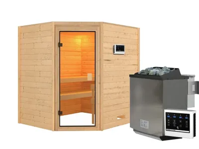 Sauna Elea mit bronzierter Glastür + 9 kW Bio-Kombiofen ext. Strg. Produktbild #9